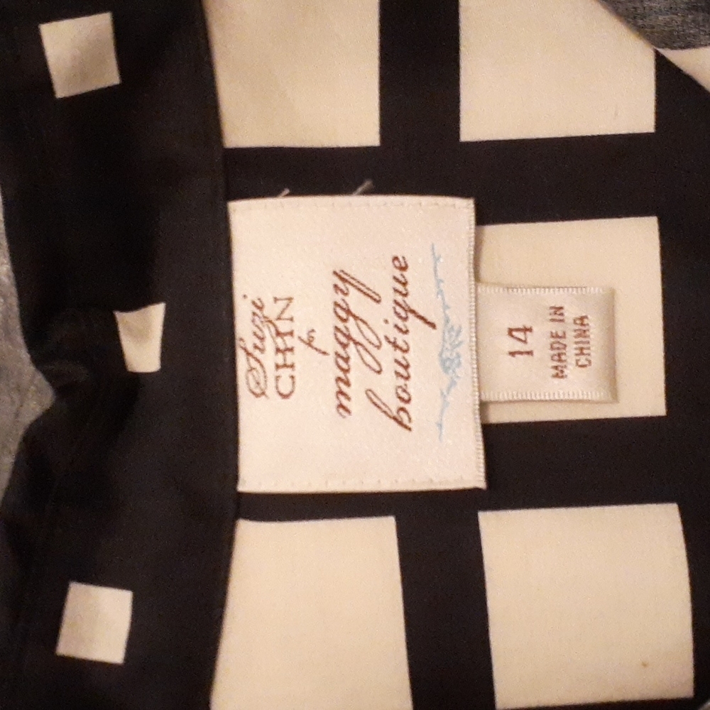 Suzi Chin Black & White Check Fit & Flare Dress SIZE 14 – Belted Shirt Dress NWT - Picture 3 of 7